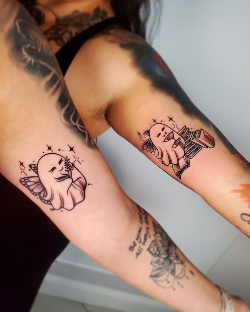 Butterfly and Bat Ghost Tattoos