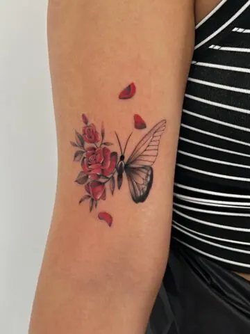 Half Butterfly Half Flower Tattoos