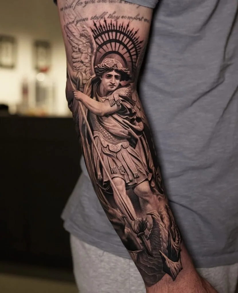 St. Michael Defeating Evil Tattoo