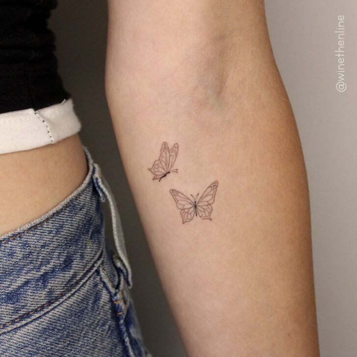 45+ Fine Line Butterfly Tattoo Ideas for Elegant Delicate Ink